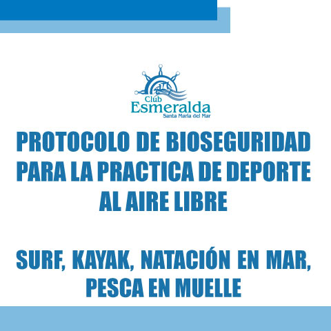 Protocolo para la práctica de  Surf, Kayak, Natación en mar, Pesca en muelle